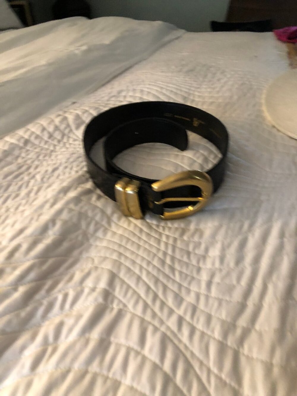 Women's  1 1/2" Black Crocodile Embossed Genuine Leather Belt size MEDIUM